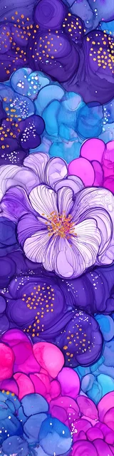 Free printable abstract cloud art bookmark featuring floral and clouds pink purple blue art